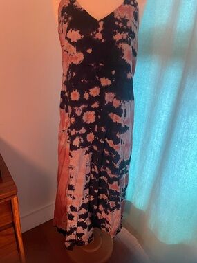 LACAUSA Black and Rust Tie-Dye Maxi Skirt